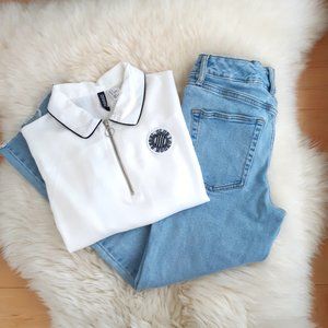 Forever 21 viscose collared short sleeve top S/P